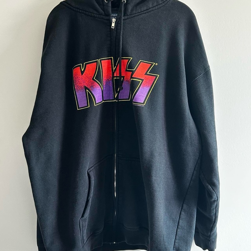 Mens Kiss band Y2K Zip up hoodie 2XL
